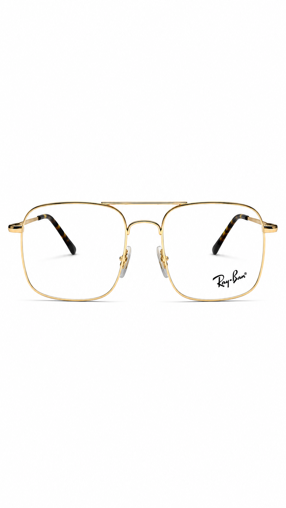 Ray-Ban RB 6434 2500 Gold Double-Bridge Navigator Eyeglasses (55mm)