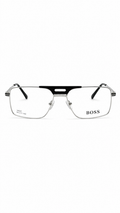 BOSS 18007 Silver & Black Double-Bridge Navigator Eyeglasses (54mm)