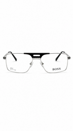 BOSS 18007 Silver & Black Double-Bridge Navigator Eyeglasses (54mm)