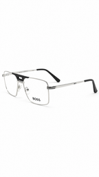 BOSS 18007 Silver & Black Double-Bridge Navigator Eyeglasses (54mm)