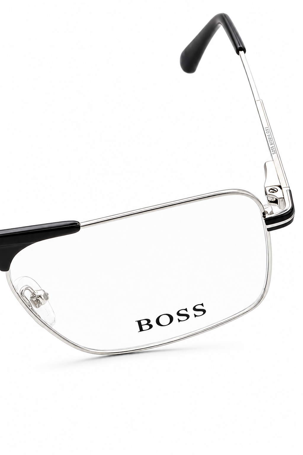 BOSS 18007 Silver & Black Double-Bridge Navigator Eyeglasses (54mm)