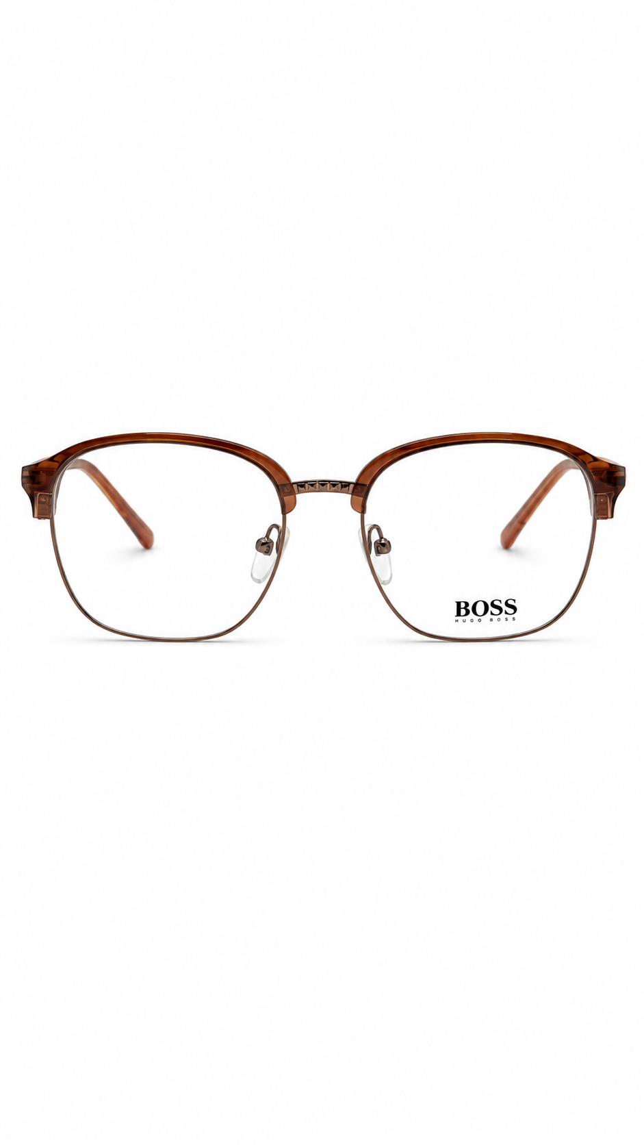 BOSS Hugo Boss 62233 COL.07 Translucent Brown Clubmaster Eyeglasses (51mm)