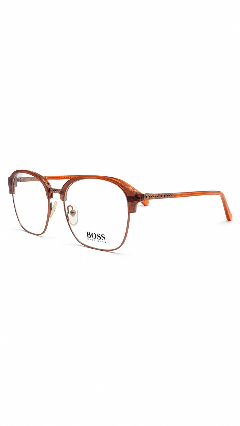 BOSS Hugo Boss 62233 COL.07 Translucent Brown Clubmaster Eyeglasses (51mm)