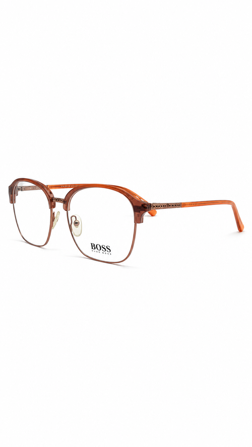 BOSS Hugo Boss 62233 COL.07 Translucent Brown Clubmaster Eyeglasses (51mm)