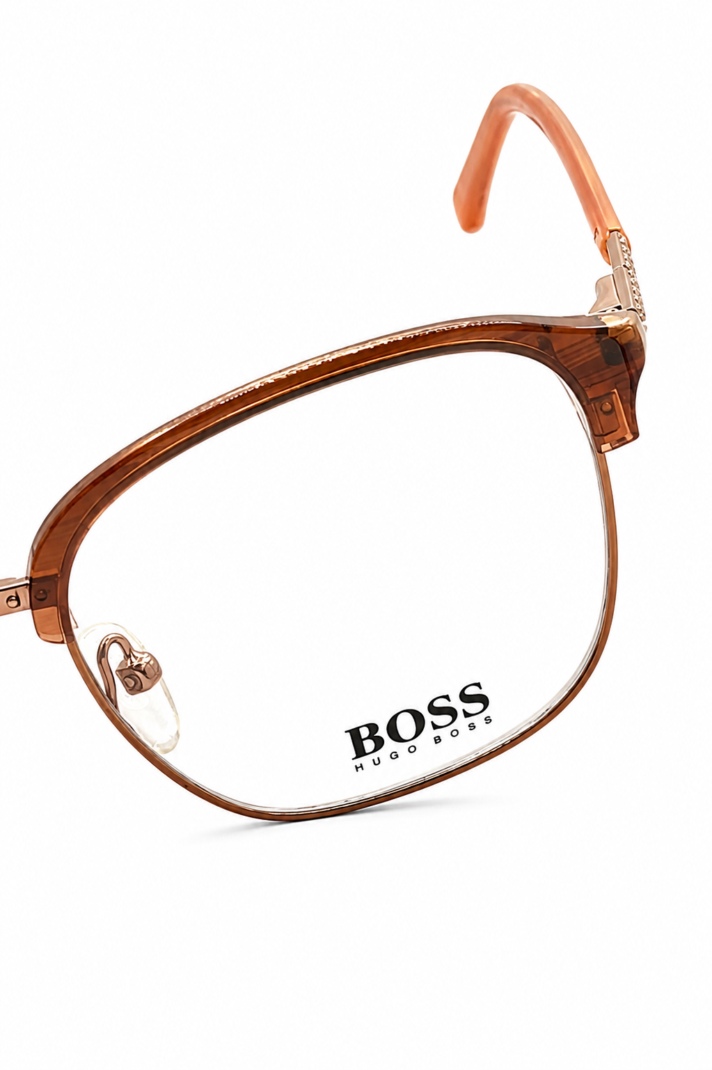BOSS Hugo Boss 62233 COL.07 Translucent Brown Clubmaster Eyeglasses (51mm)