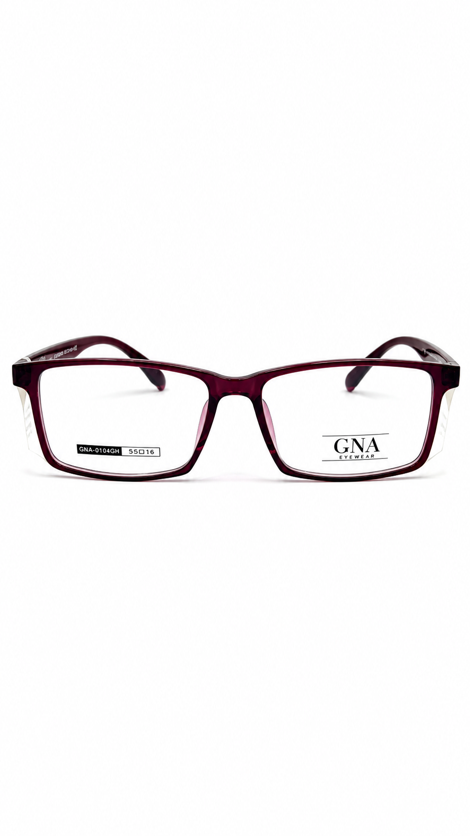 GNA Eyewear GNA-1014GH Translucent Burgundy Rectangular Glasses (55mm)