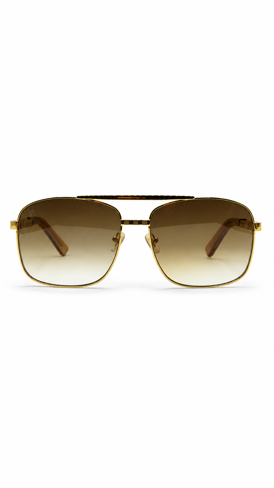 Louis Vuitton Attitude Pilot Sunglasses Gold Frame Brown Gradient Lenses Z0259U