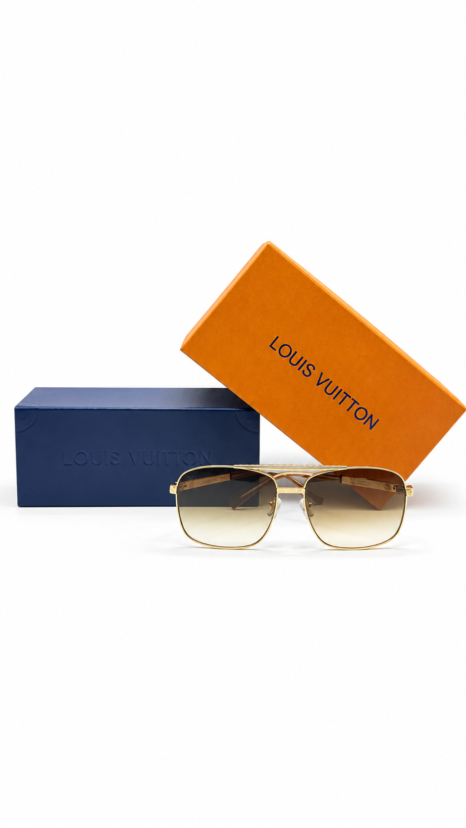 Louis Vuitton Attitude Pilot Sunglasses Gold Frame Brown Gradient Lenses Z0259U