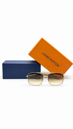 Louis Vuitton Attitude Pilot Sunglasses Gold Frame Brown Gradient Lenses Z0259U