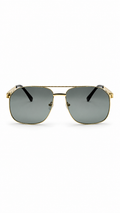 Gucci GG1224O 001 Gold Web Stripe Navigator Sunglasses (61mm)