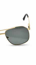 Gucci GG1224O 001 Gold Web Stripe Navigator Sunglasses (61mm)