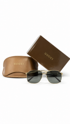 Gucci GG1224O 001 Gold Web Stripe Navigator Sunglasses (61mm)
