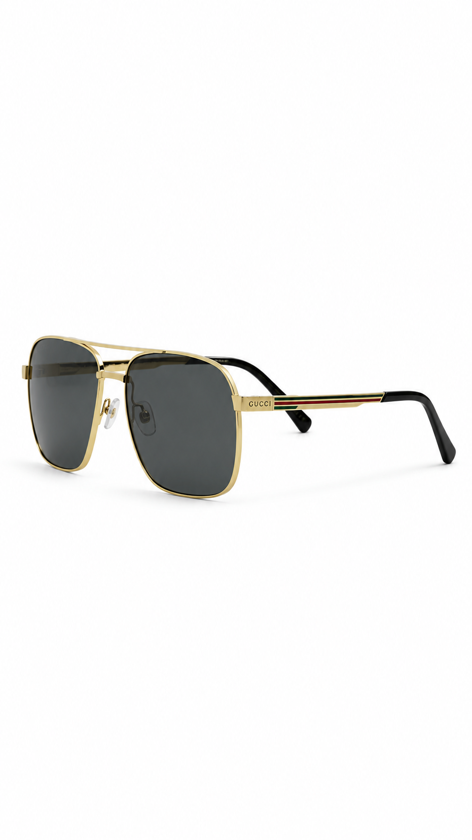 Gucci GG1224O 001 Gold Web Stripe Navigator Sunglasses (61mm)
