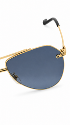 Cartier CT0427 004 Gold Rimless Aviator Sunglasses with Blue-Grey Lenses