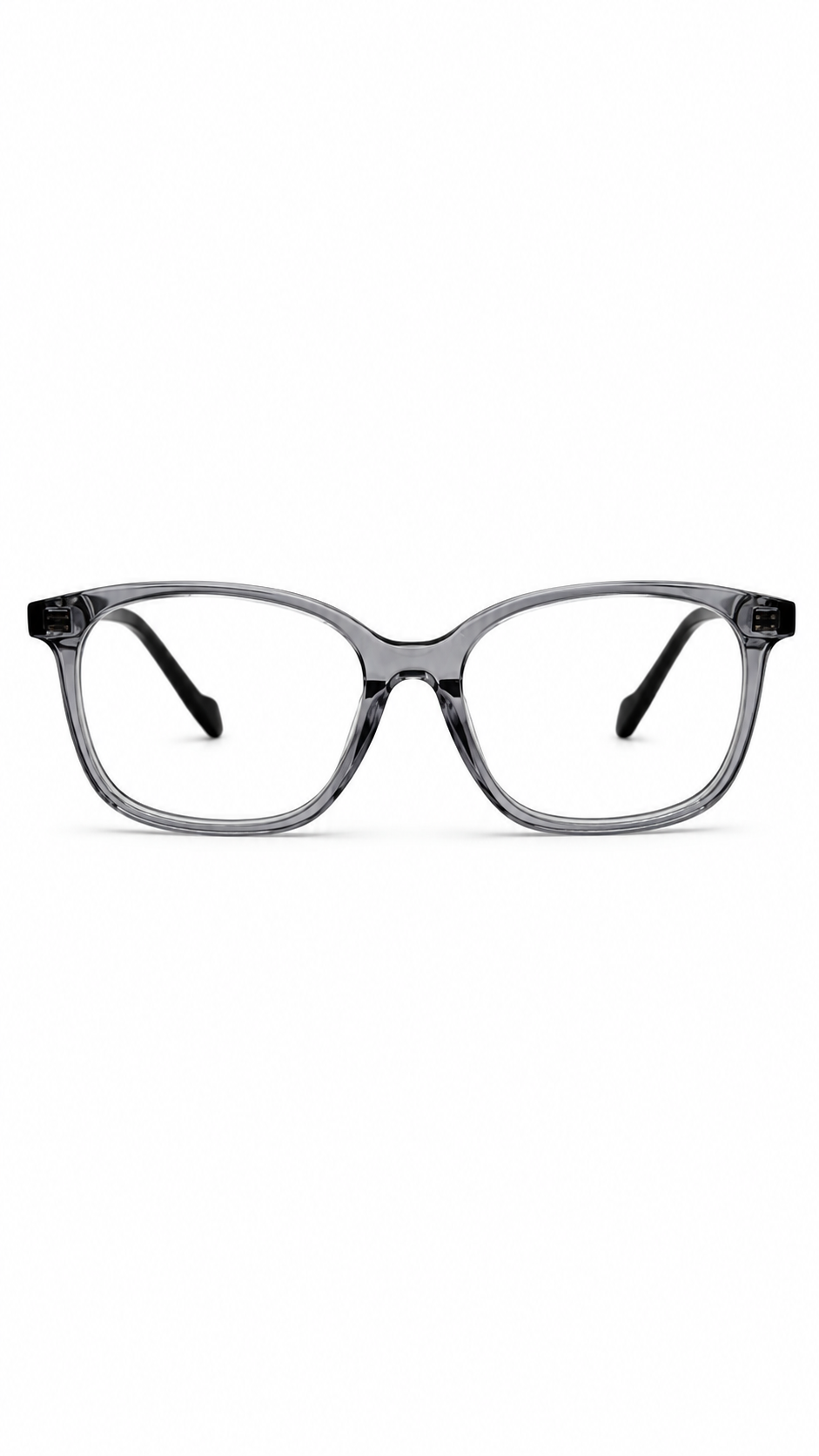 BA8014 C2 Translucent Smoke Grey & Black Rectangular Optical Glasses (46-16-130)
