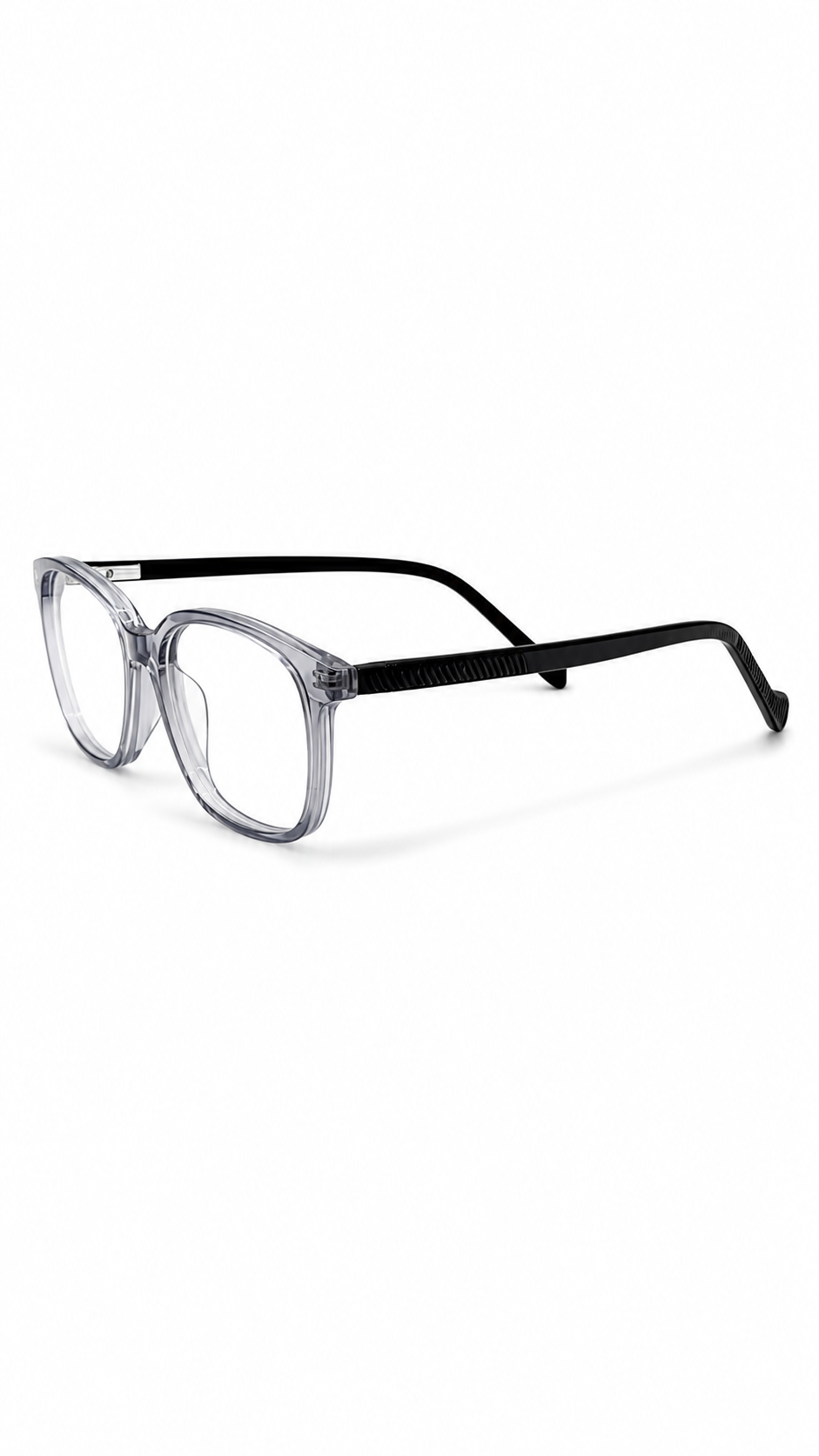 BA8014 C2 Translucent Smoke Grey & Black Rectangular Optical Glasses (46-16-130)
