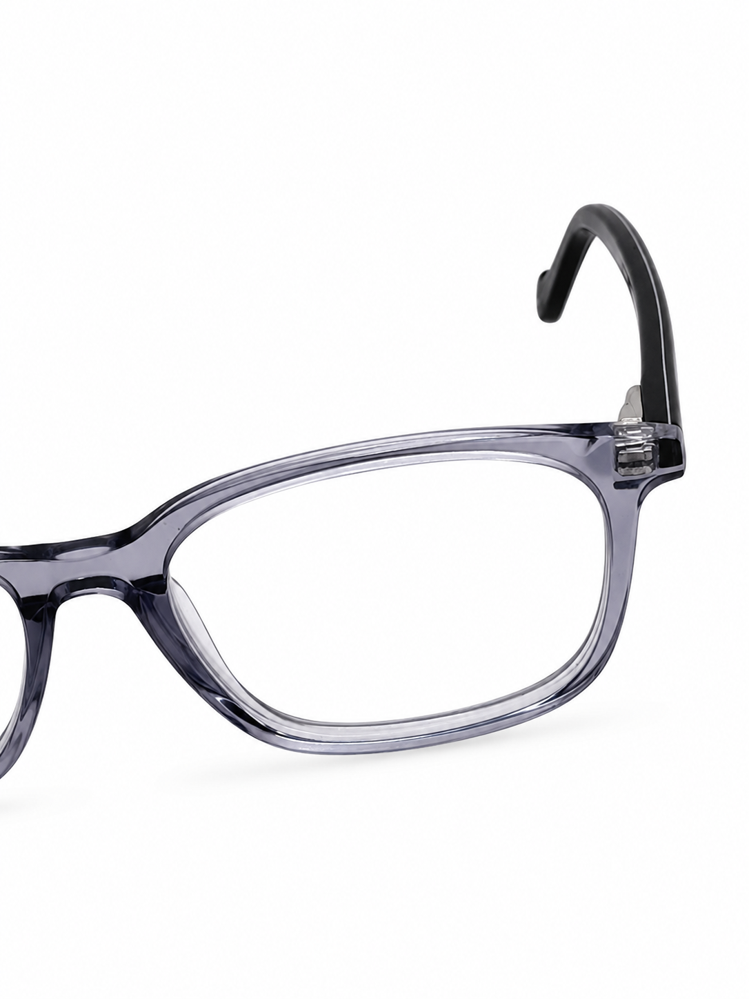 BA8014 C2 Translucent Smoke Grey & Black Rectangular Optical Glasses (46-16-130)