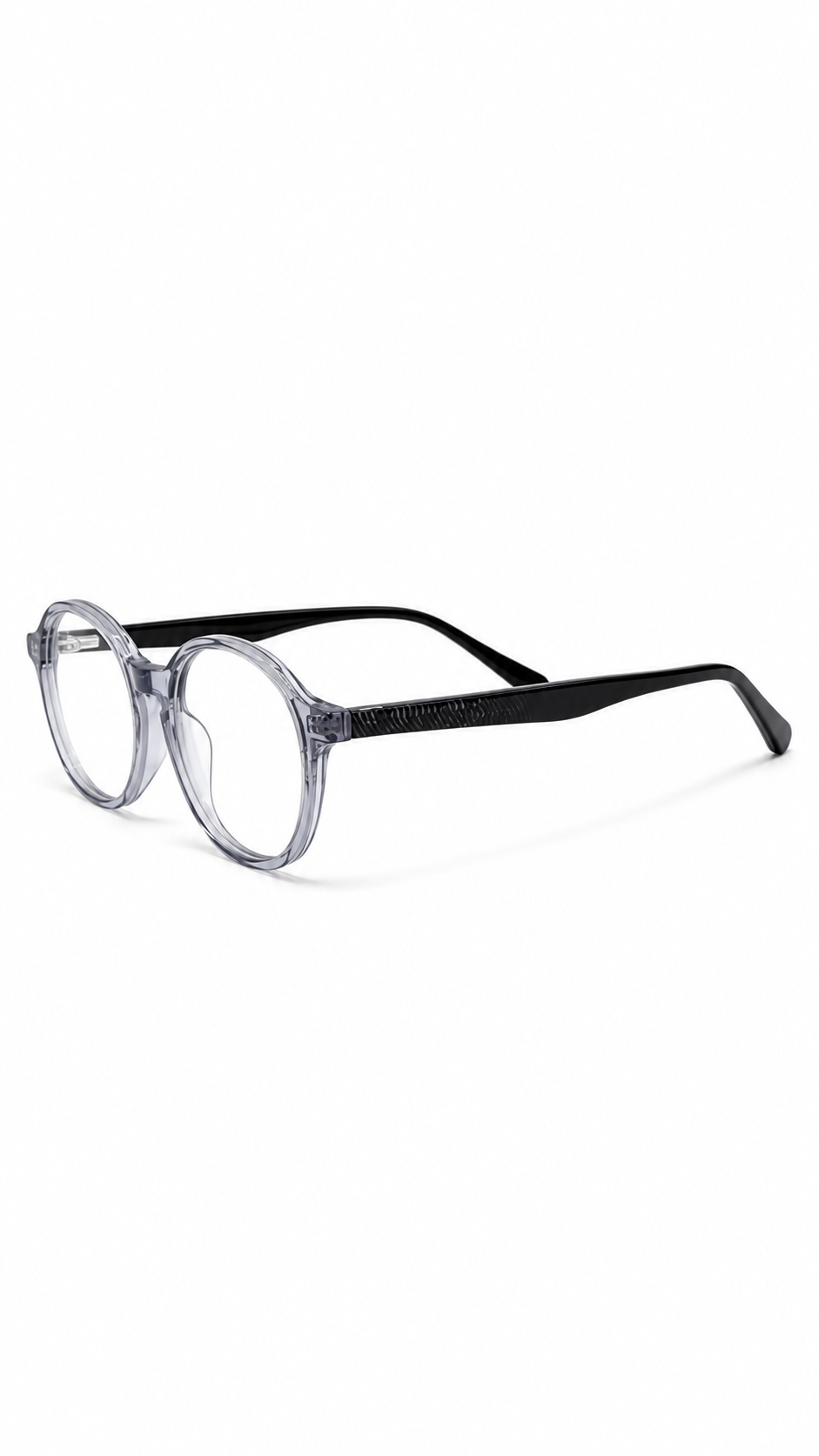 BA8020 C2 Translucent Grey & Black Round Optical Glasses (43-17-130)