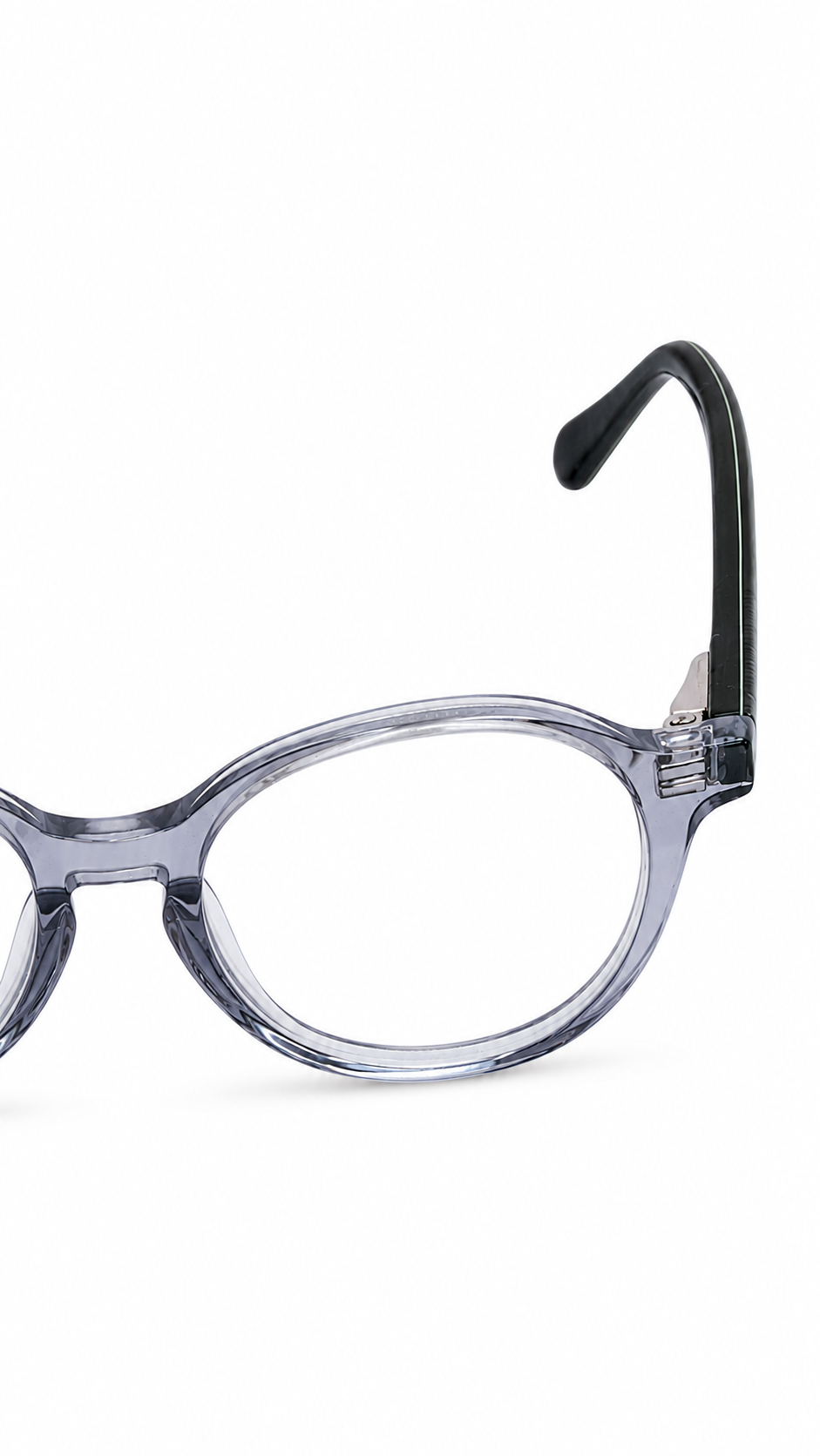 BA8020 C2 Translucent Grey & Black Round Optical Glasses (43-17-130)