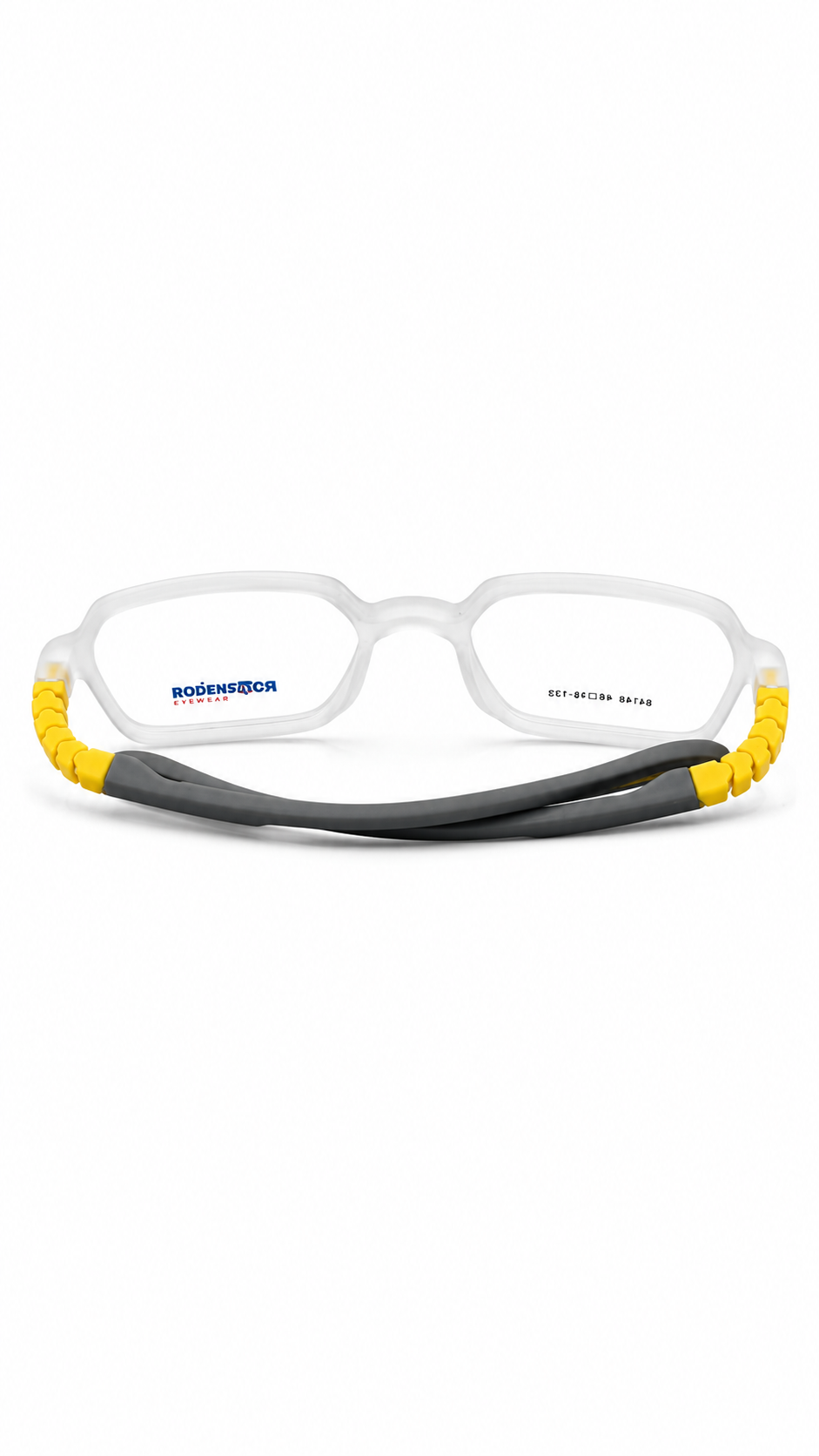 Secrositud 86146 Frosted Clear & Yellow Kids Flexible Rectangular Eyeglasses (45-18-132)
