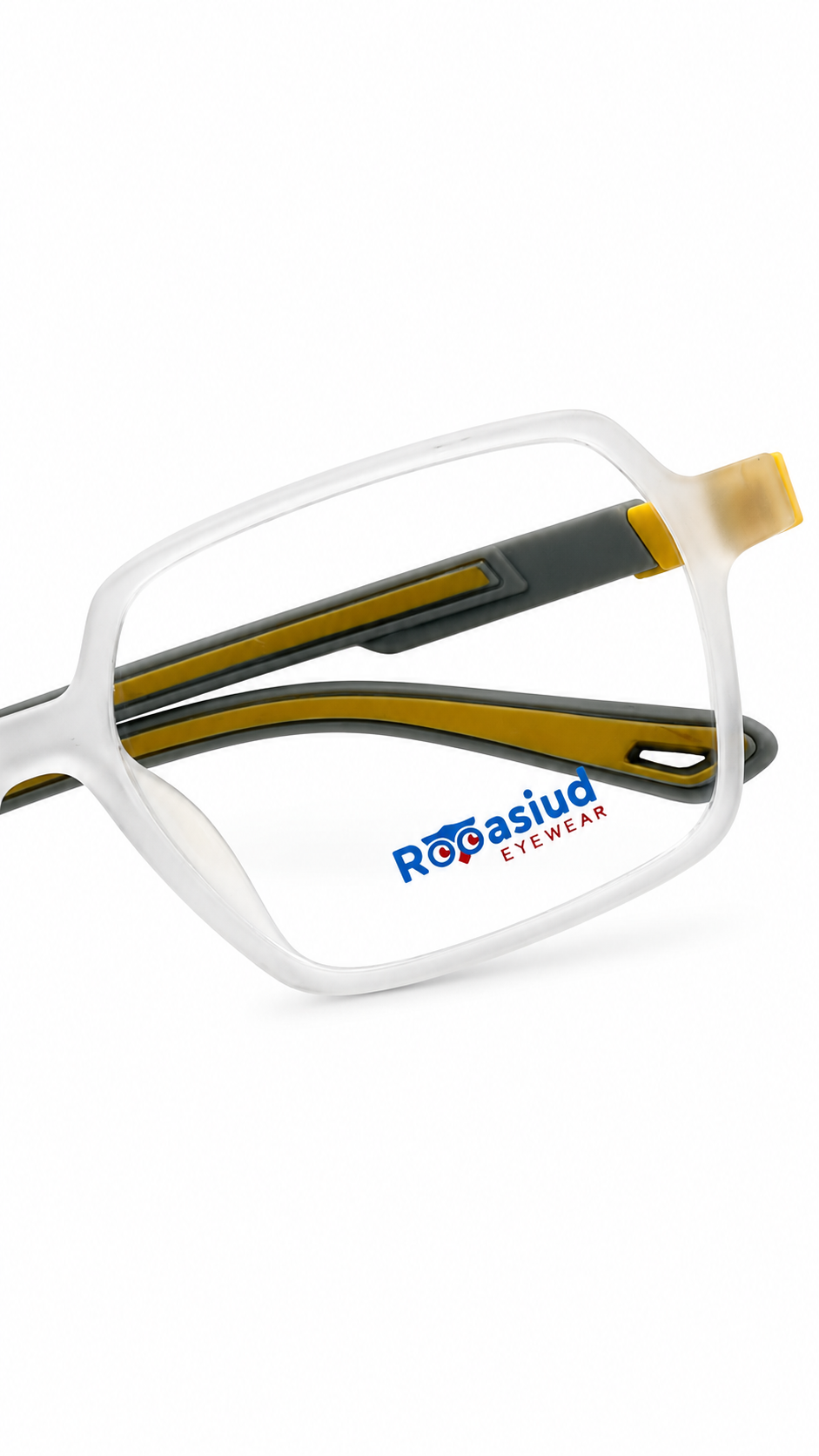 Secrositud 86146 Frosted Clear & Yellow Kids Flexible Rectangular Eyeglasses (45-18-132)