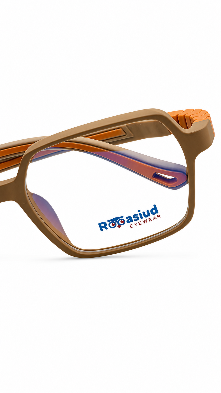 Secrositud 86146 Matte Brown & Orange Kids Flexible Rectangular Eyeglasses (45-18-132)