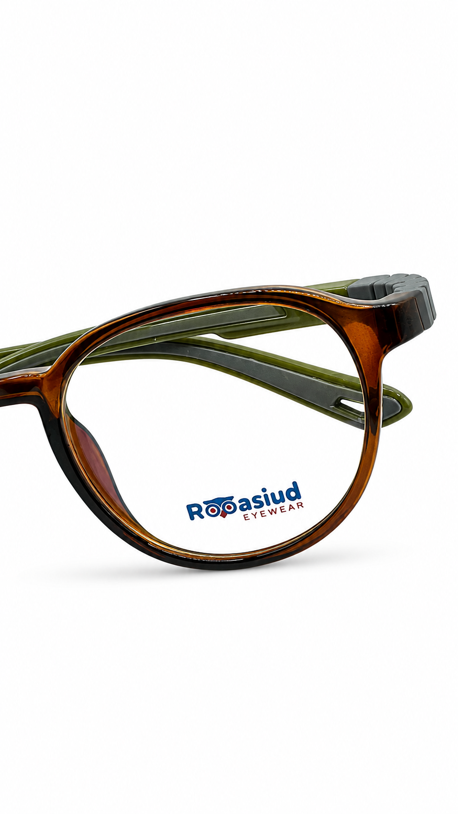 Secrositud 86151 Amber Brown & Olive Green Kids Flexible Oval Eyeglasses (44-18-132)