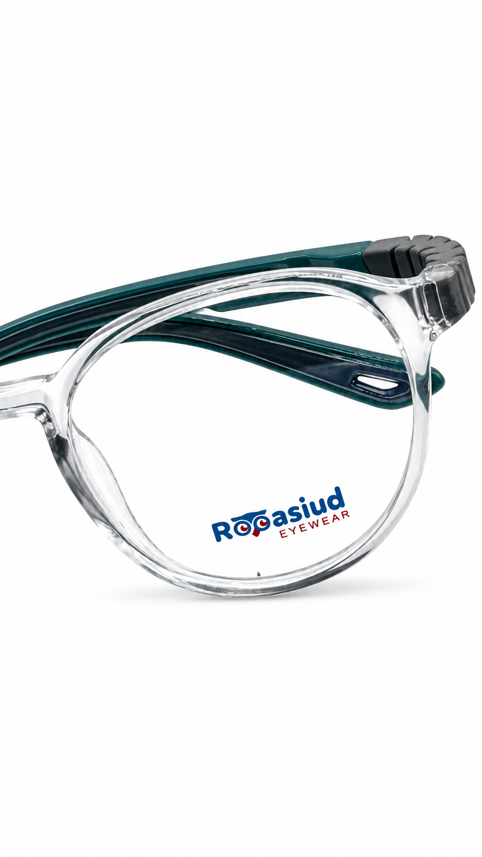 Secrositud 86151 Clear & Teal Green Kids Flexible Oval Eyeglasses (44-18-132)
