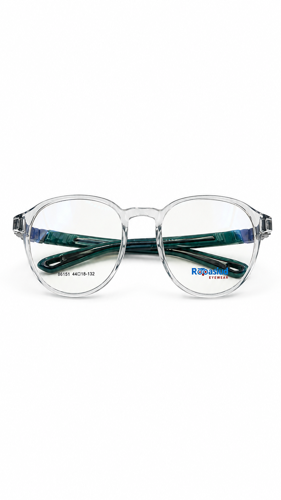 Secrositud 86151 Clear & Teal Green Kids Flexible Oval Eyeglasses (44-18-132)