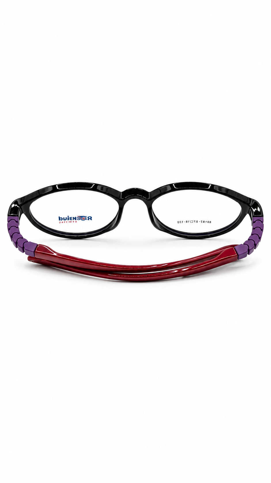 Secrositud 86147 Black & Burgundy Kids Flexible Round Eyeglasses (47-18-132)