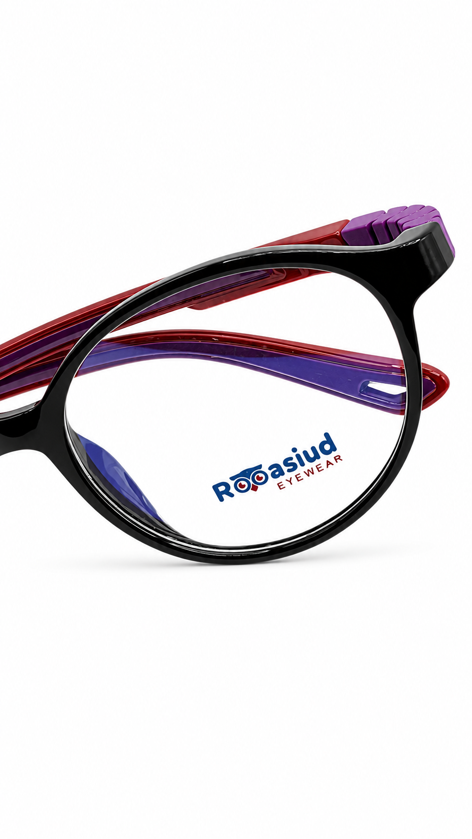 Secrositud 86147 Black & Burgundy Kids Flexible Round Eyeglasses (47-18-132)