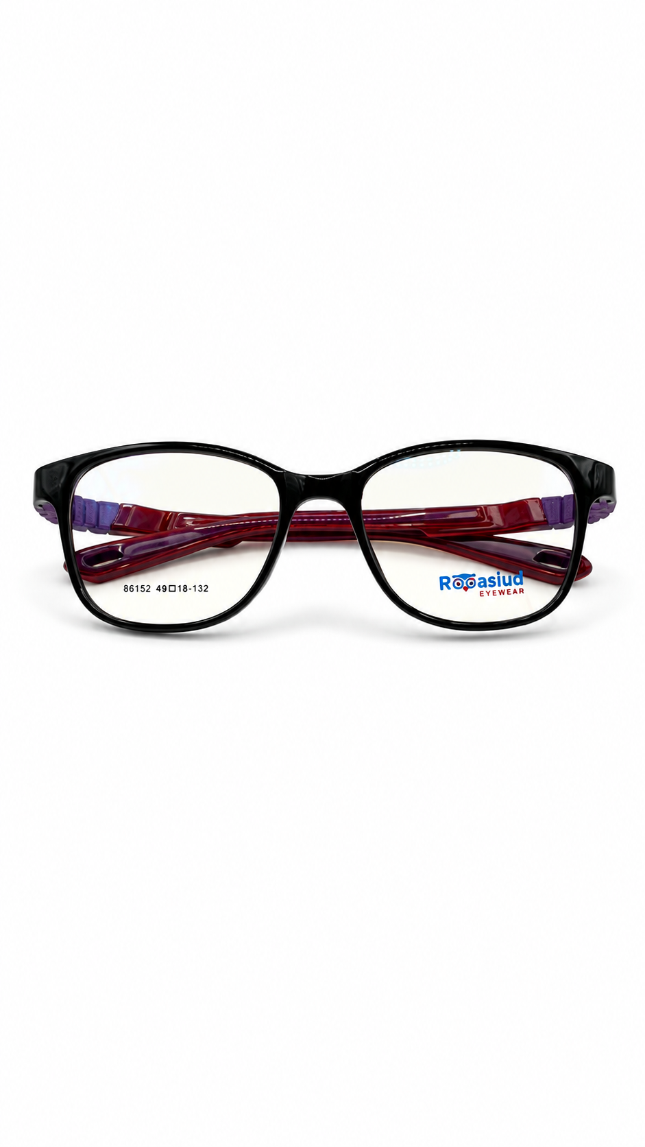 Secrositud 86152 Glossy Black & Burgundy Kids Flexible Rectangular Eyeglasses (46-18-132)