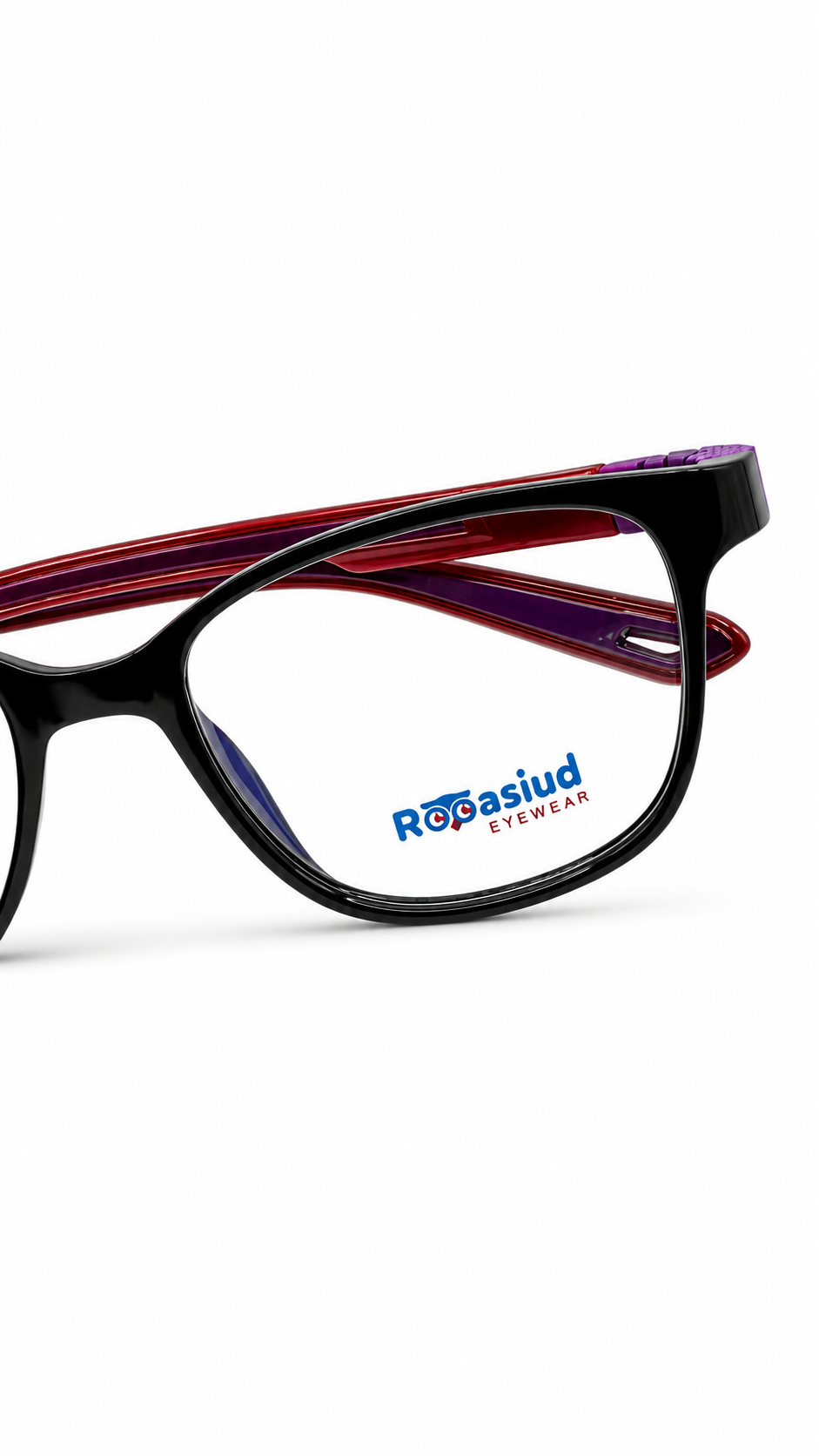 Secrositud 86152 Glossy Black & Burgundy Kids Flexible Rectangular Eyeglasses (46-18-132)