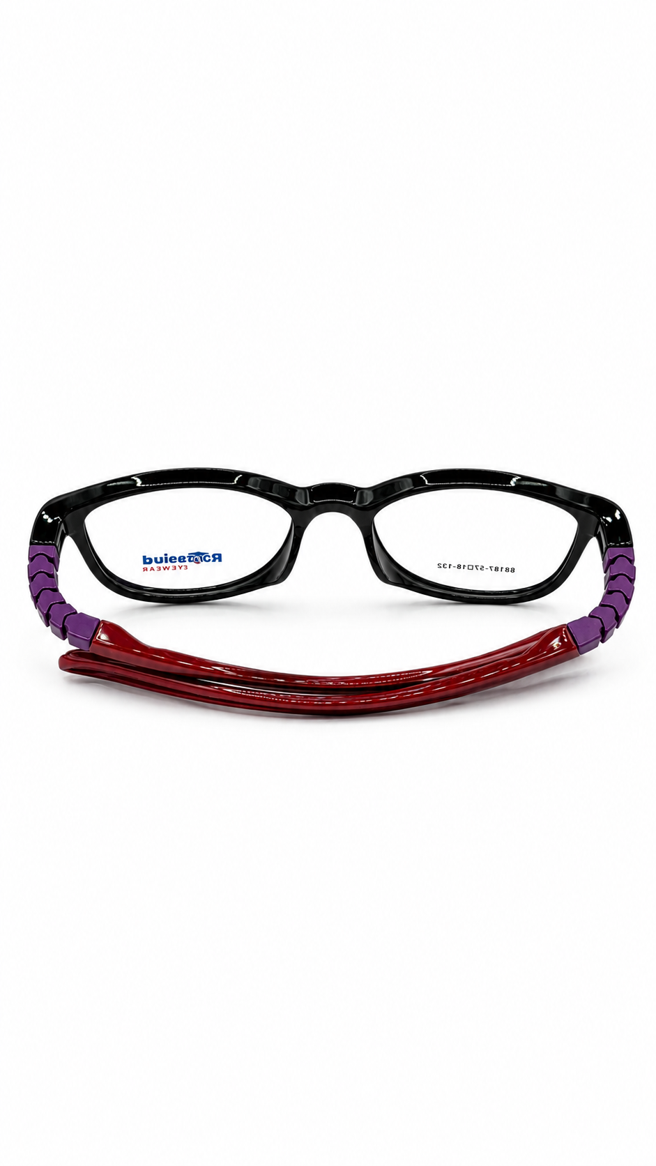 Secrositud 86152 Glossy Black & Burgundy Kids Flexible Rectangular Eyeglasses (46-18-132)