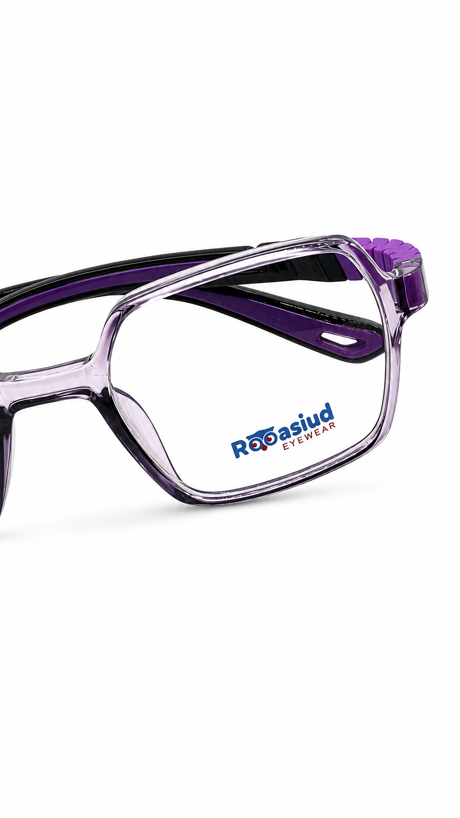 Secrositud 86146 Translucent Grey & Purple Kids Flexible Geometric Eyeglasses (45-18-132)