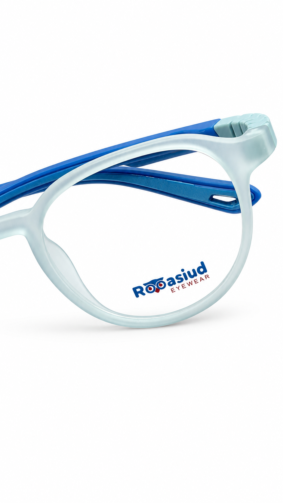 Secrositud 86151 Frosted Clear & Royal Blue Kids Flexible Oval Eyeglasses (44-18-132)