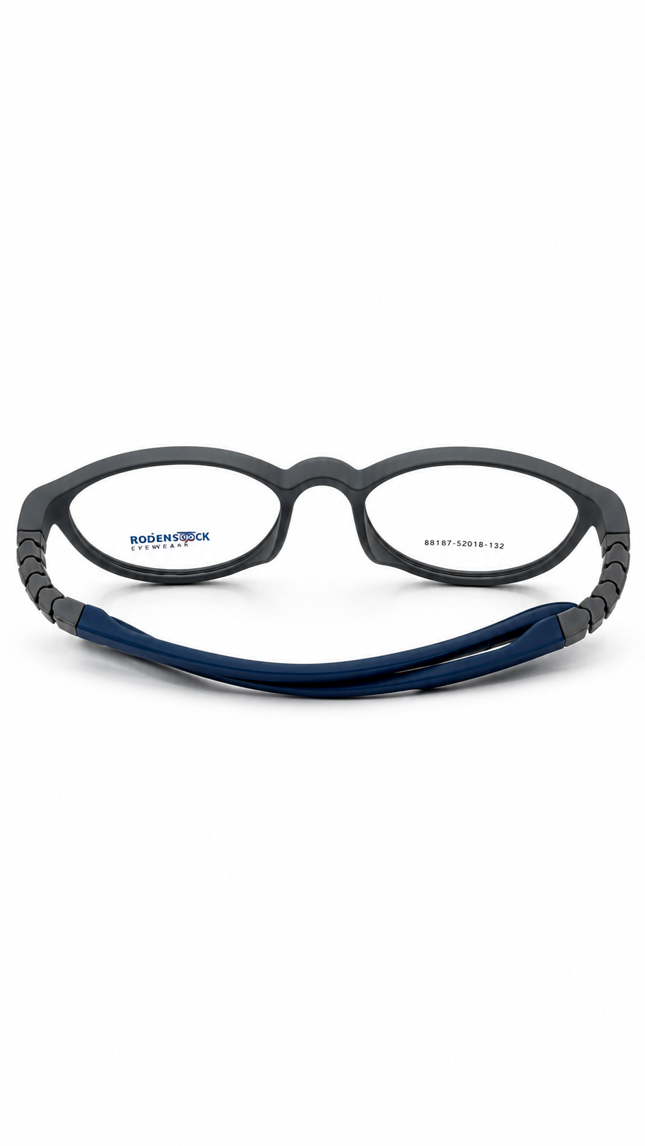 Secrositud 86147 Matte Dark Grey & Blue Kids Flexible Round Eyeglasses (47-18-132)