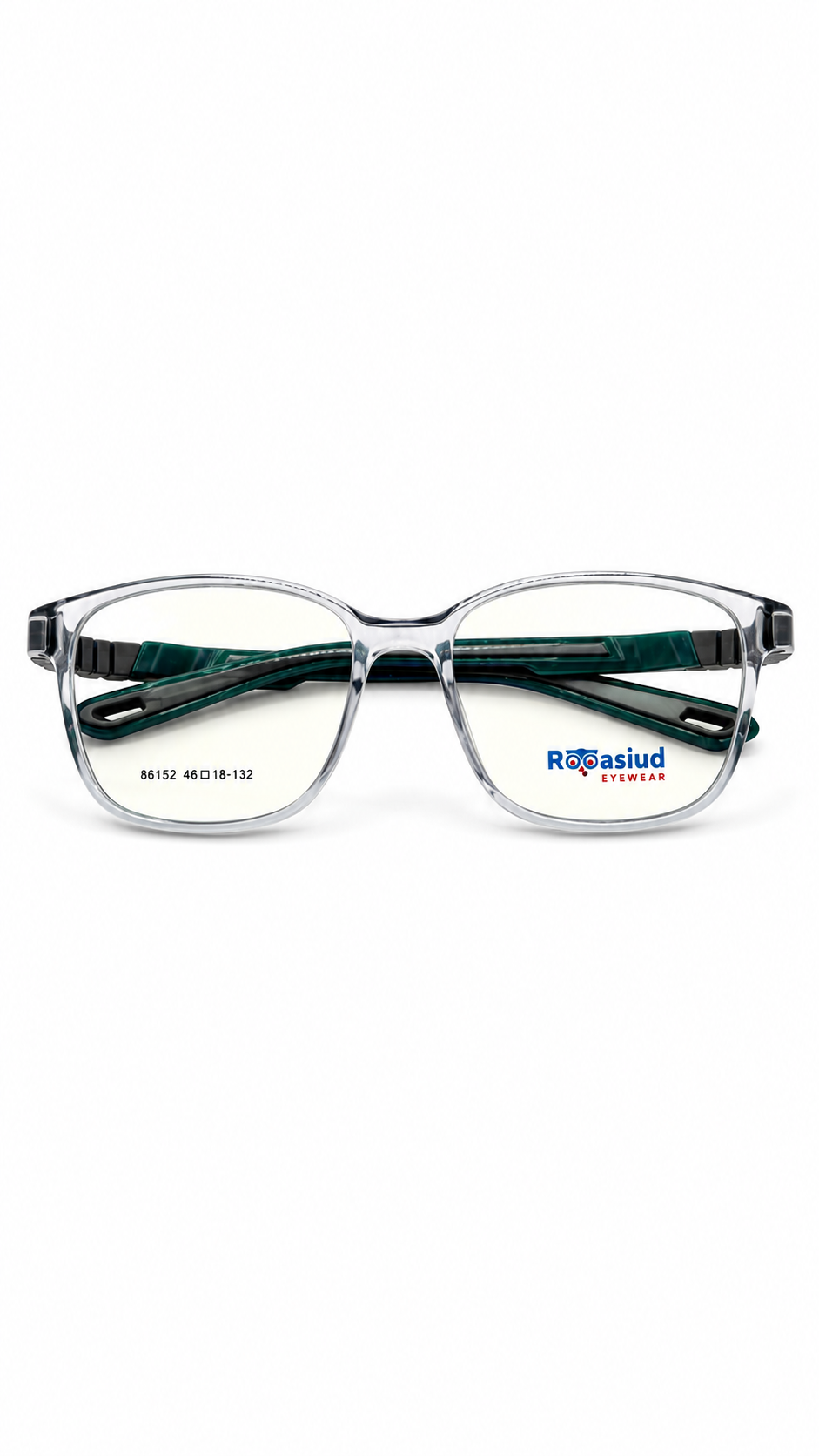 Secrositud 86152 Clear Crystal & Teal Green Kids Flexible Rectangular Eyeglasses (46-18-132)