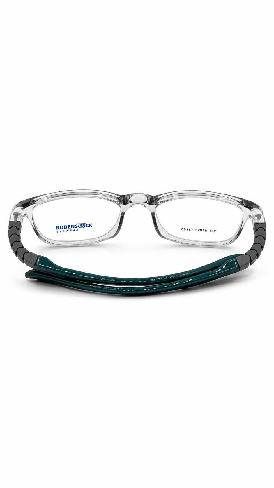 Secrositud 86152 Clear Crystal & Teal Green Kids Flexible Rectangular Eyeglasses (46-18-132)