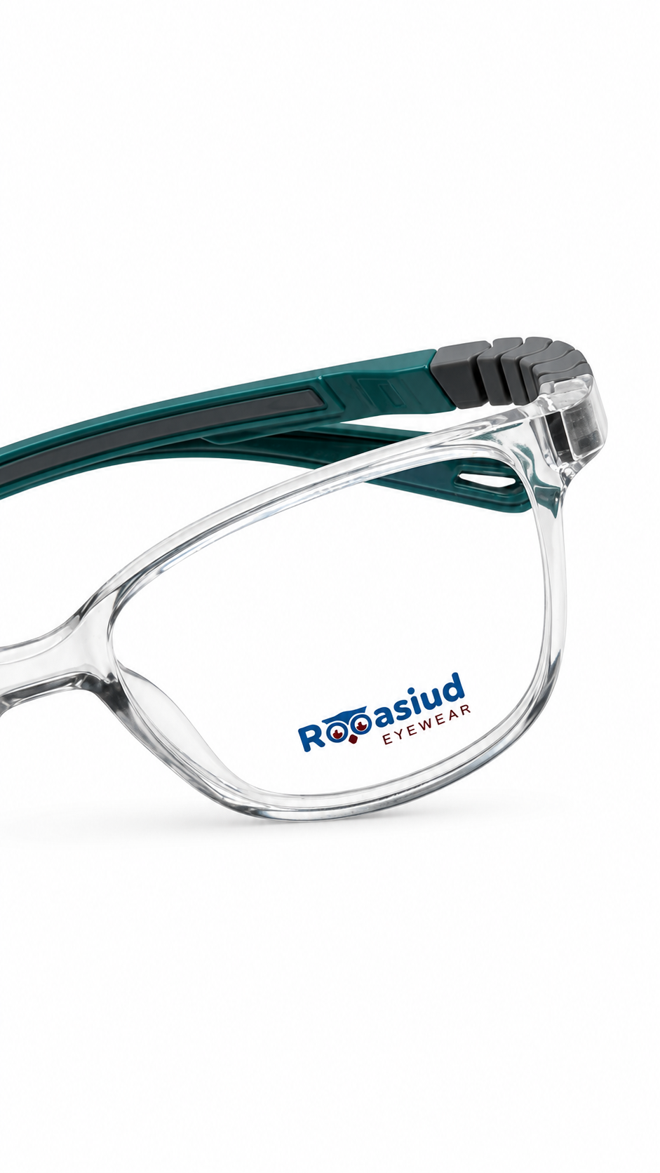 Secrositud 86152 Clear Crystal & Teal Green Kids Flexible Rectangular Eyeglasses (46-18-132)