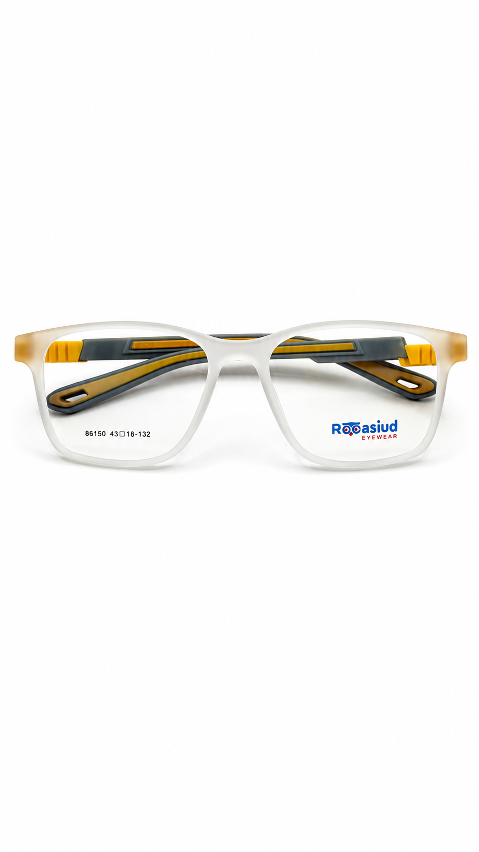 Secrositud 86150 Frosted Clear & Yellow Kids Flexible Rectangular Eyeglasses (43-18-132)