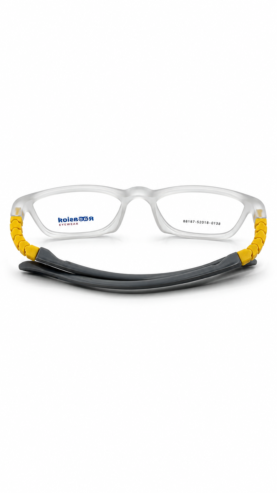 Secrositud 86150 Frosted Clear & Yellow Kids Flexible Rectangular Eyeglasses (43-18-132)