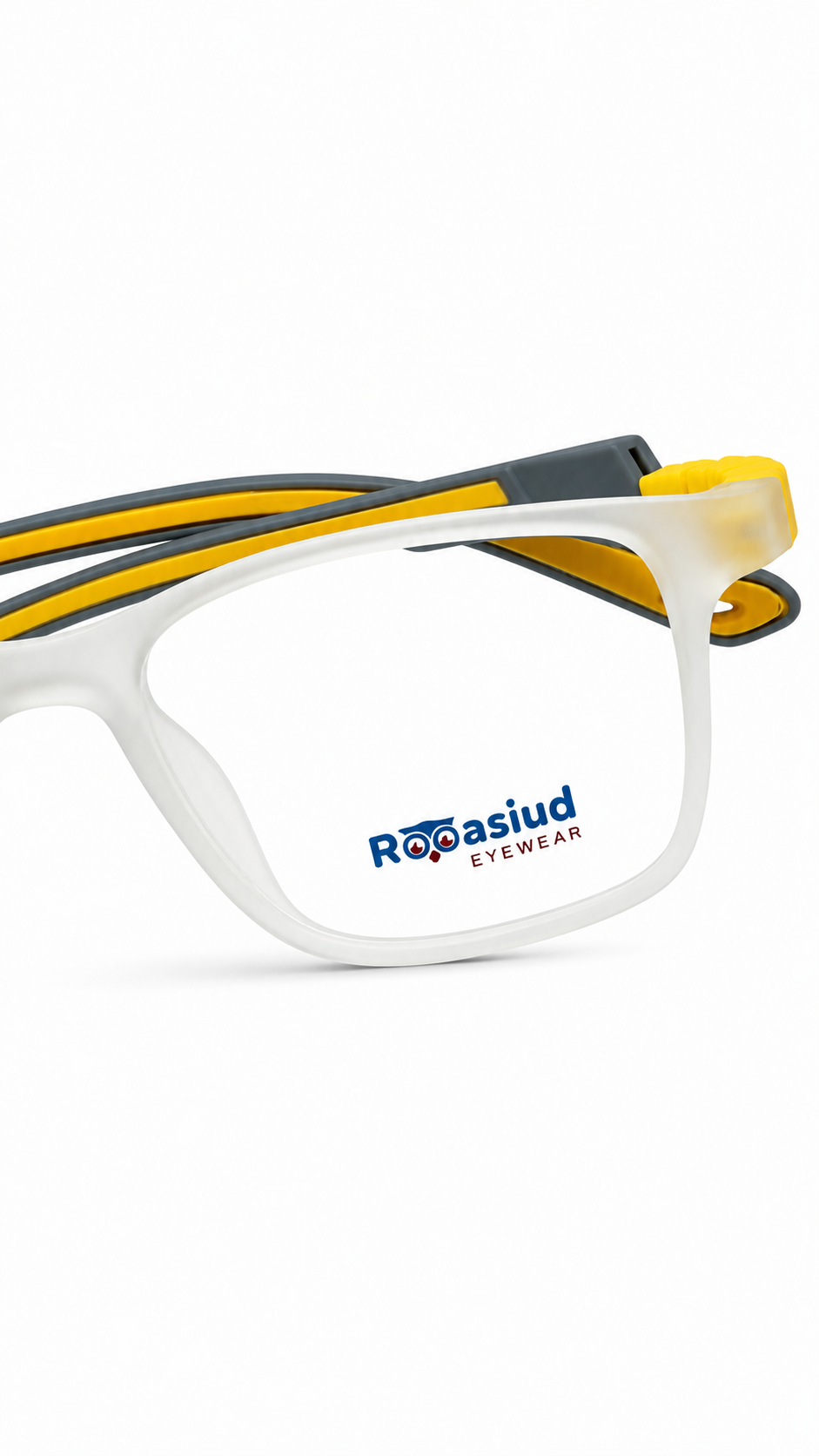 Secrositud 86150 Frosted Clear & Yellow Kids Flexible Rectangular Eyeglasses (43-18-132)