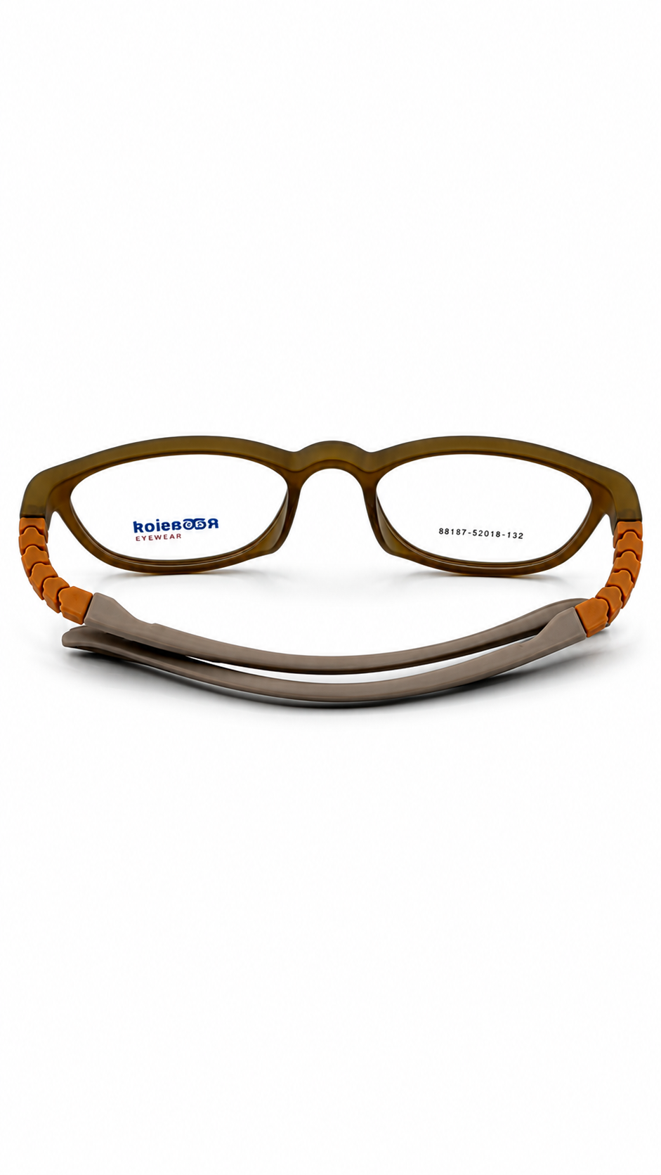 Secrositud 86147 Matte Olive & Orange Kids Flexible Round Eyeglasses (47-18-132)