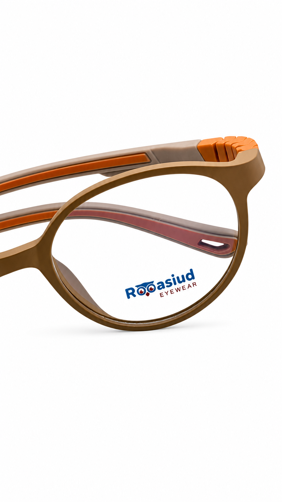 Secrositud 86147 Matte Olive & Orange Kids Flexible Round Eyeglasses (47-18-132)