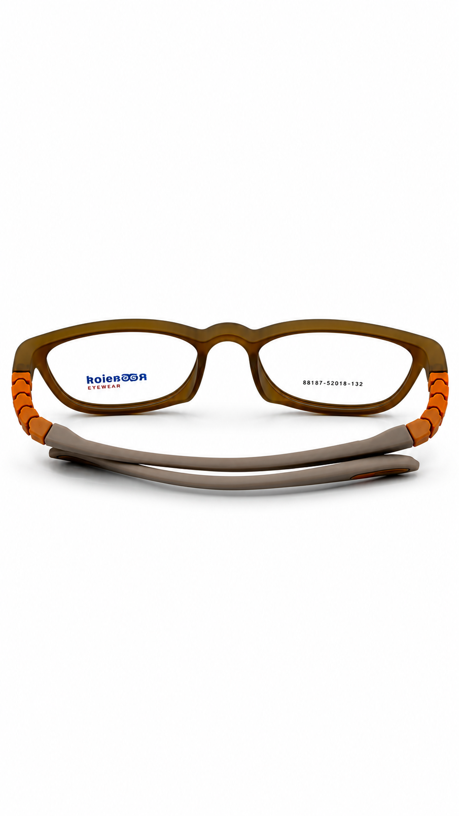 Secrositud 86144 Matte Olive & Orange Kids Flexible Rectangular Eyeglasses (46-18-132)