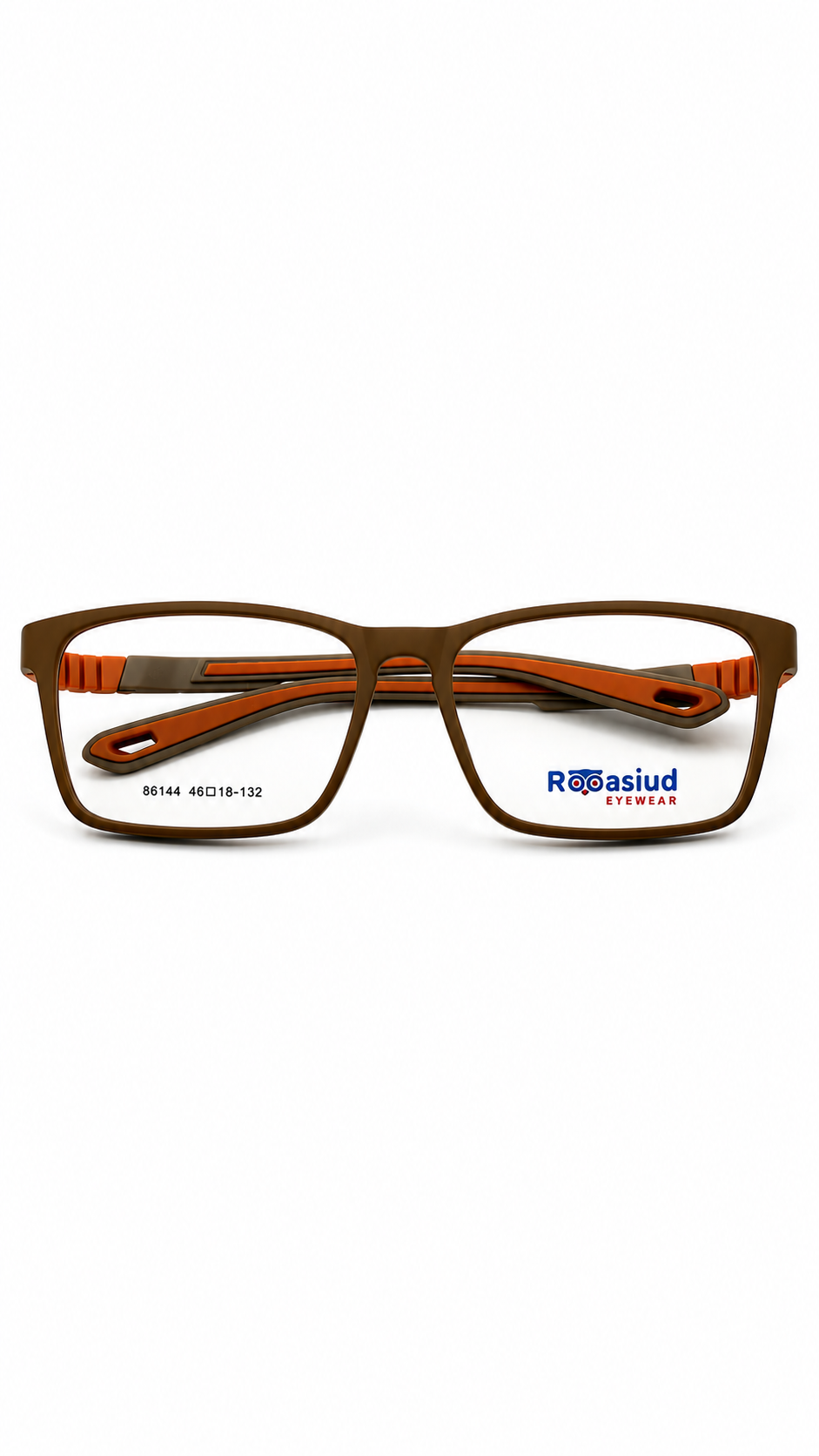 Secrositud 86144 Matte Olive & Orange Kids Flexible Rectangular Eyeglasses (46-18-132)