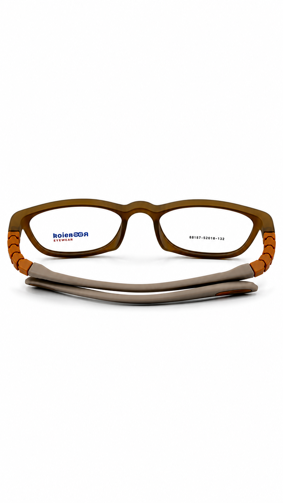 Secrositud 86150 Matte Olive & Orange Kids Flexible Rectangular Eyeglasses (43-18-132)