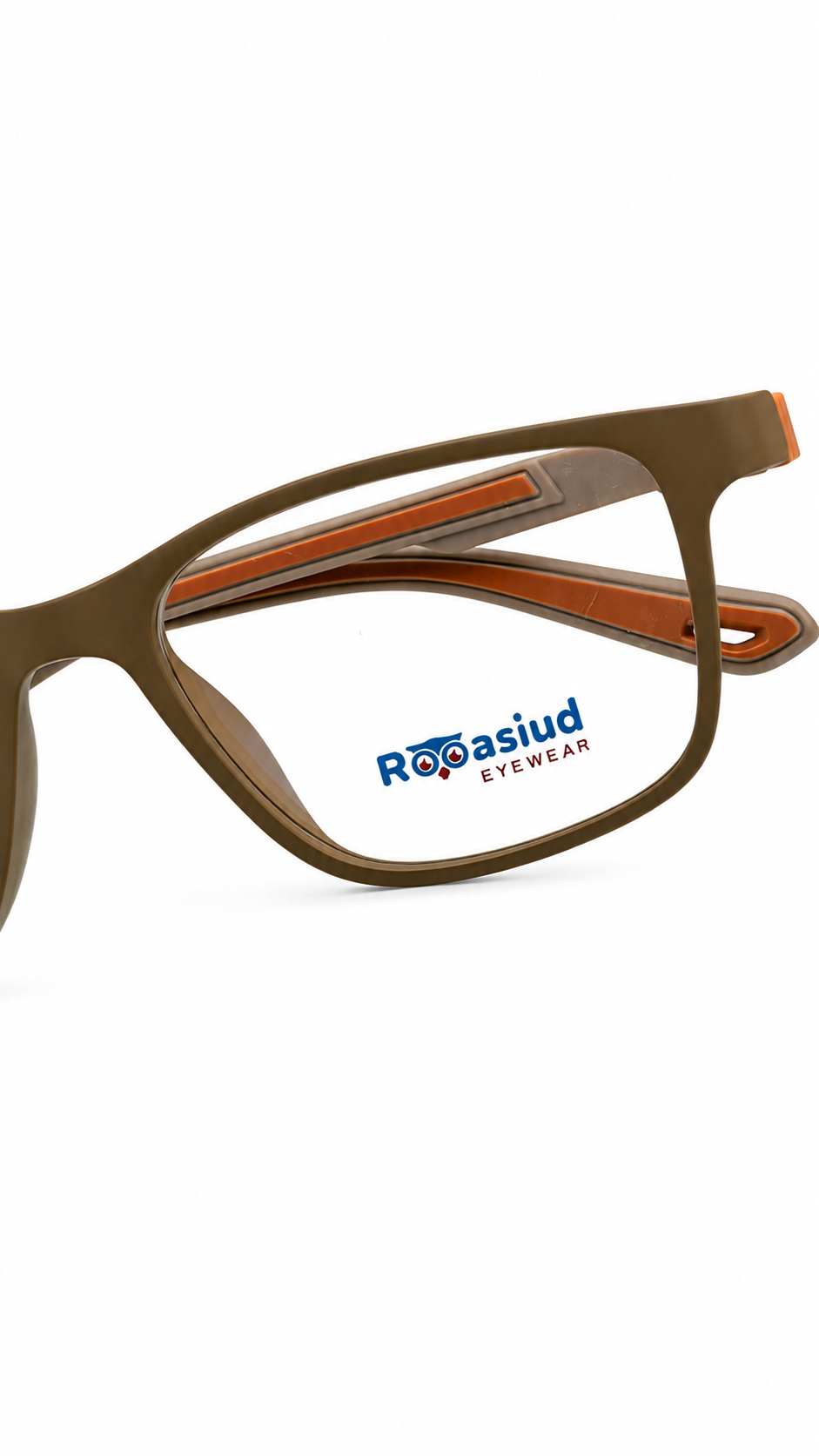 Secrositud 86150 Matte Olive & Orange Kids Flexible Rectangular Eyeglasses (43-18-132)