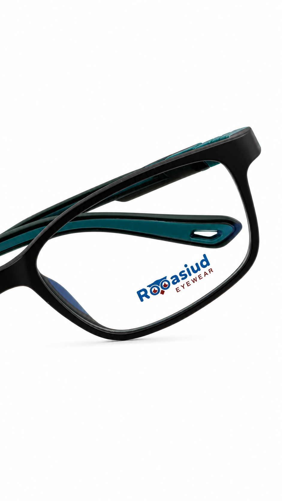 Secrositud 86144 Matte Black & Teal Kids Flexible Rectangular Eyeglasses (46-18-132)